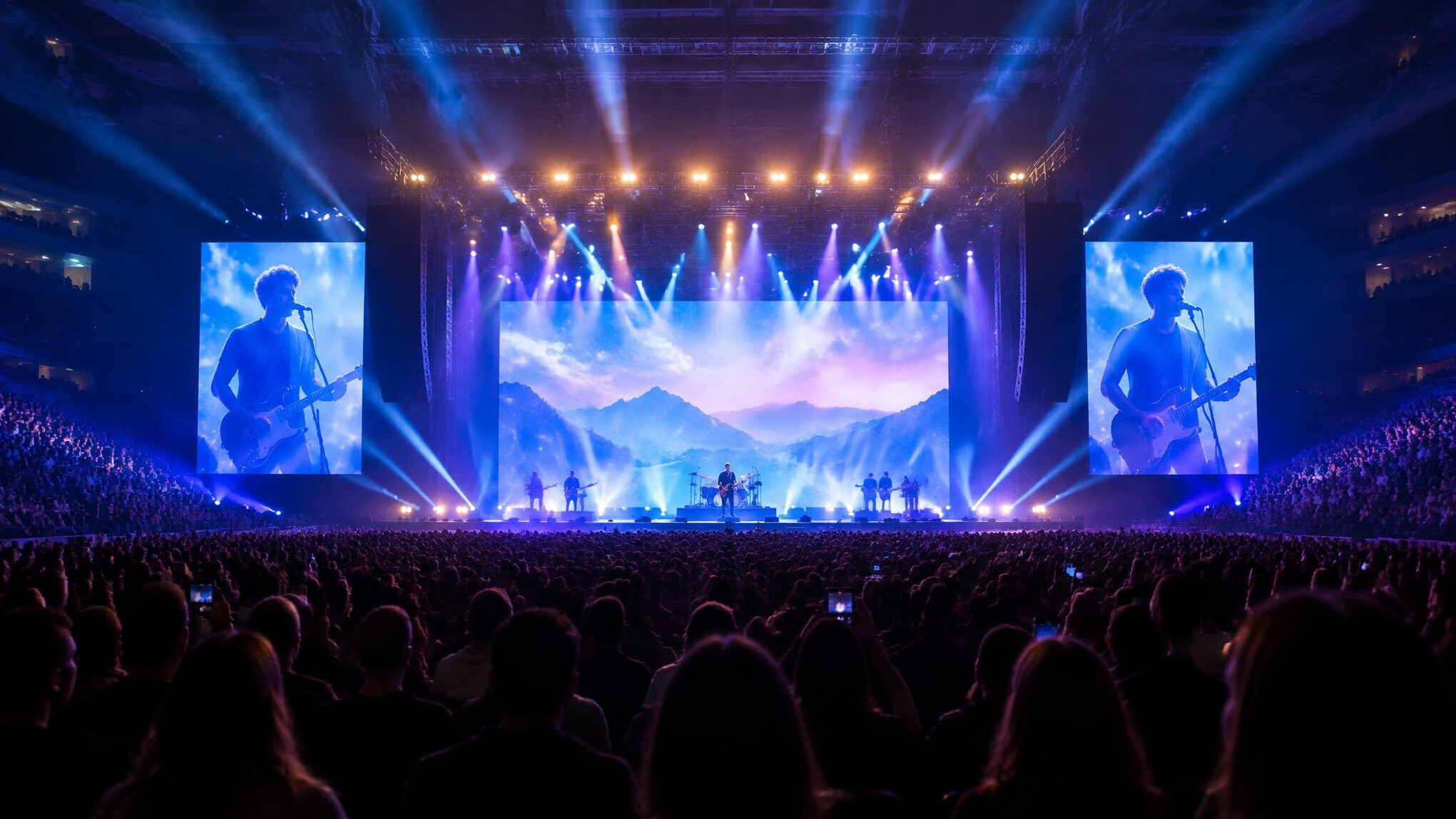 Live broadcast of a concert with big screens